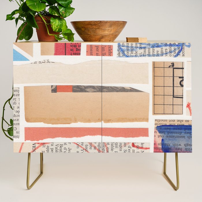 Abstract Mixed Media Collage #3 Credenza Gallery Image 1