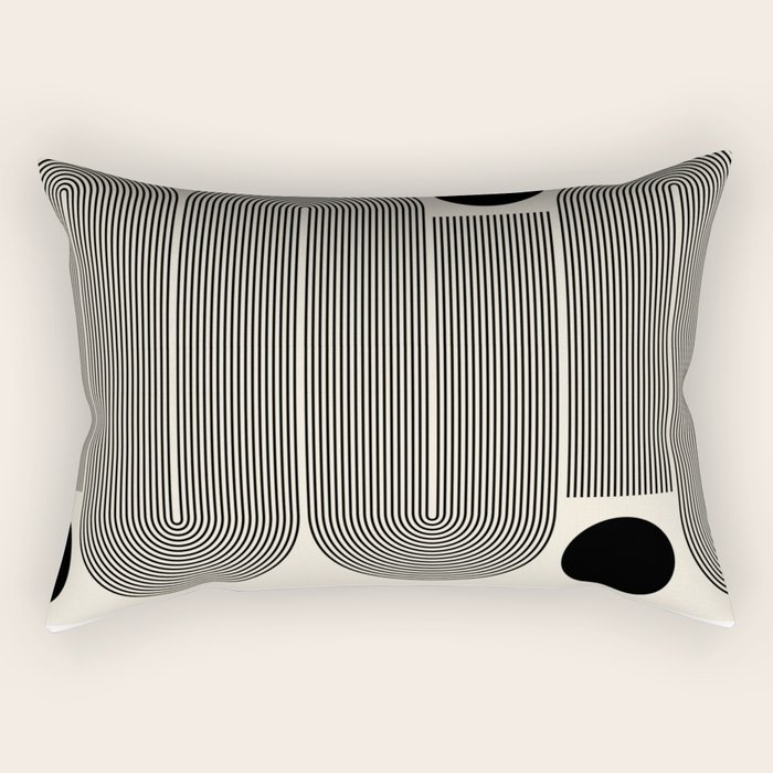 Abstraction_LINE_BLACK_DOT_VISUAL_ART_Minimlism_001A Rectangular Pillow Gallery Image 2