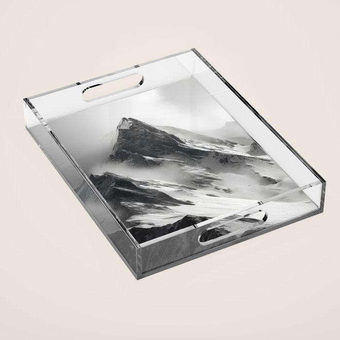 Alpine Silence - Minimalist Snowy Peak Wall Art Acrylic Tray Gallery Image 1