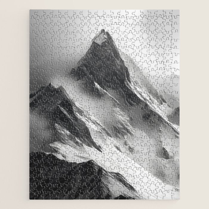Alpine Silence - Minimalist Snowy Peak Wall Art Jigsaw Puzzle Gallery Image 1