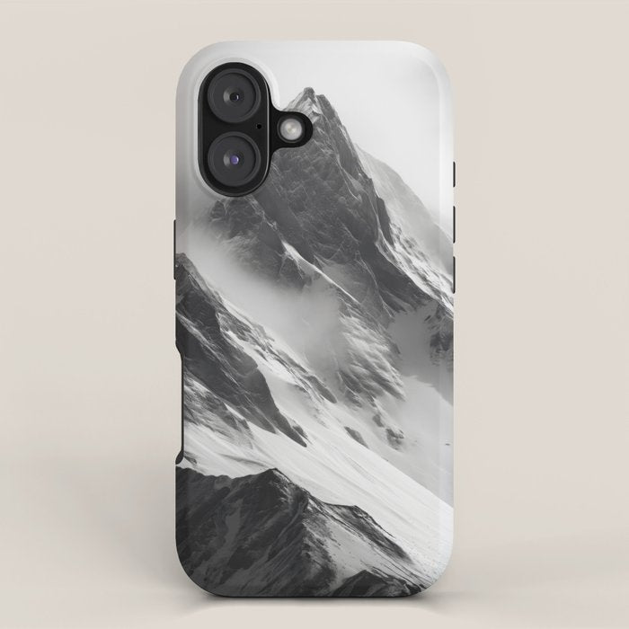 Alpine Silence - Minimalist Snowy Peak Wall Art iPhone Case Gallery Image 1