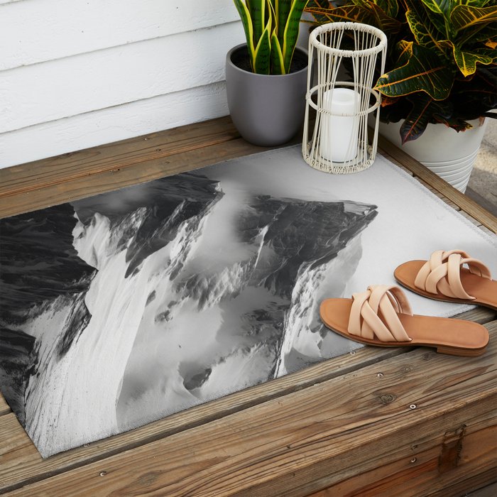 Alpine Silence - Minimalist Snowy Peak Wall Art Outdoor Rug Gallery Image 2