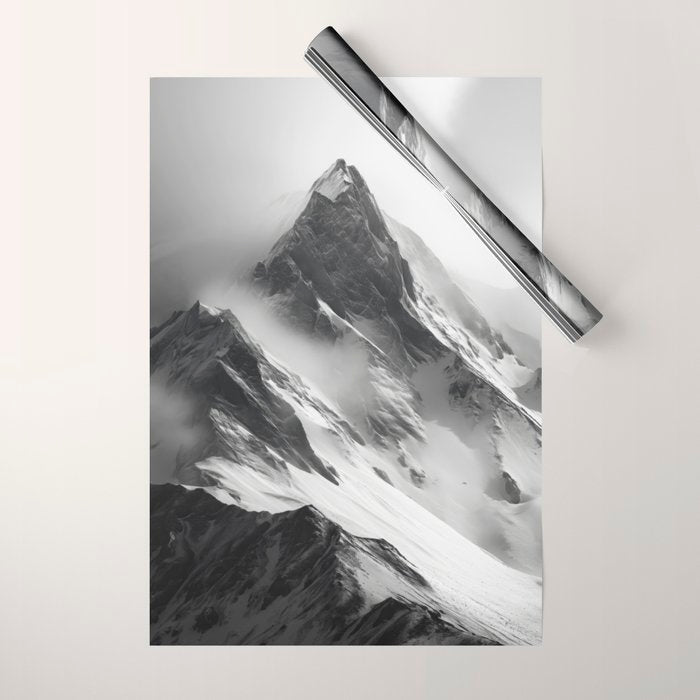 Alpine Silence - Minimalist Snowy Peak Wall Art Wrapping Paper Gallery Image 1
