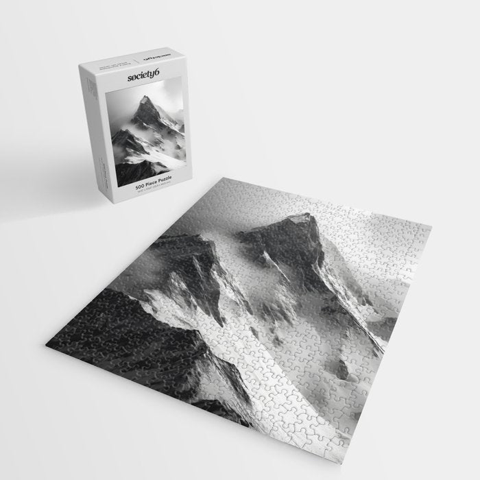 Alpine Silence - Minimalist Snowy Peak Wall Art Jigsaw Puzzle Gallery Image 2