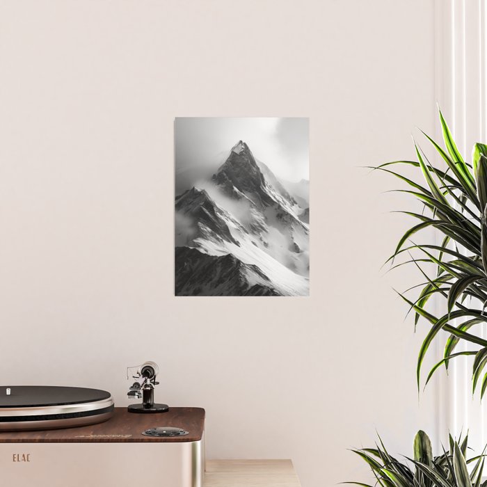 Alpine Silence - Minimalist Snowy Peak Wall Art Poster Gallery Image 2