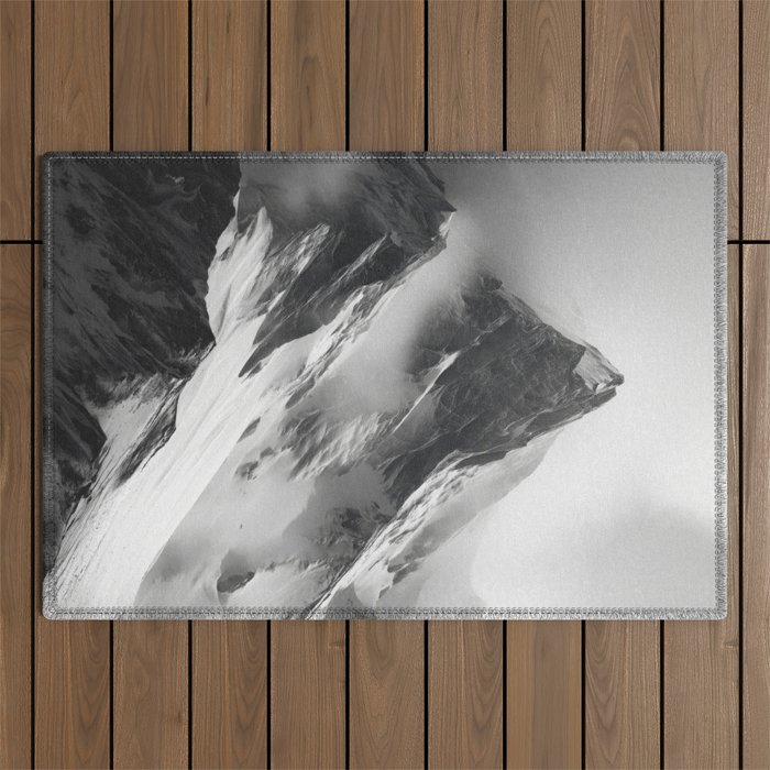 Alpine Silence - Minimalist Snowy Peak Wall Art Outdoor Rug Gallery Image 1