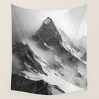 Alpine Silence - Minimalist Snowy Peak Wall Art Wall Tapestry Gallery Image 4