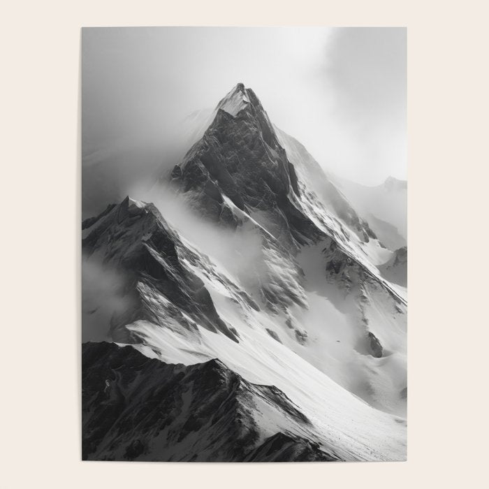 Alpine Silence - Minimalist Snowy Peak Wall Art Poster Gallery Image 1