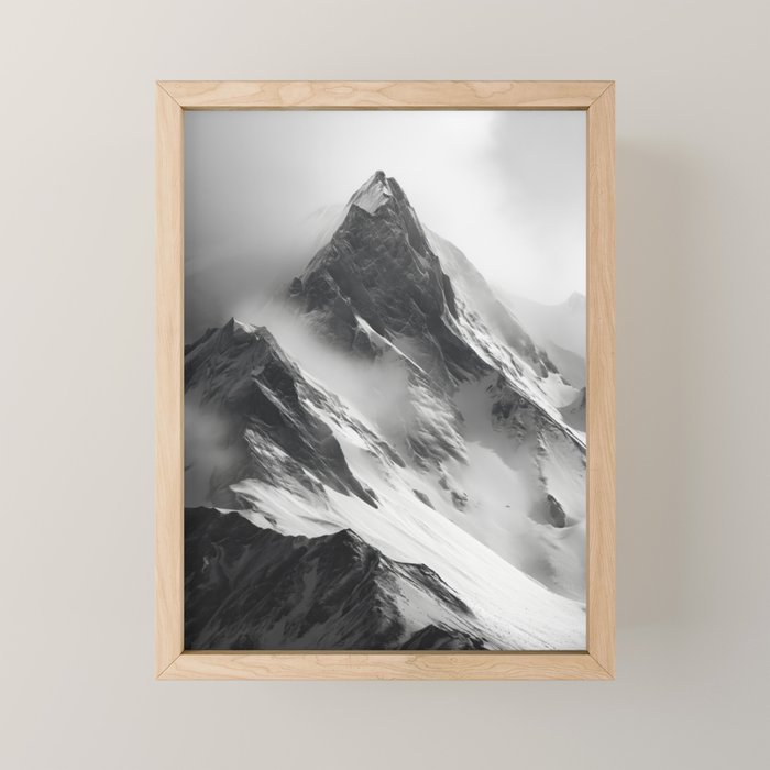 Alpine Silence - Minimalist Snowy Peak Wall Art Mini Art Print Gallery Image 1