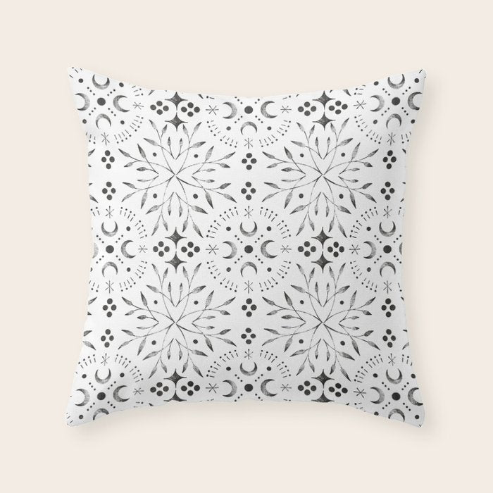 Mystical lunar mosaic BN B Throw Pillow Gallery Image 6