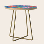 Daisy Time Colorful Retro Floral Pattern on Blue Side Table Gallery Image 1