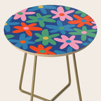 Daisy Time Colorful Retro Floral Pattern on Blue Side Table Gallery Image 2