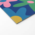Daisy Time Colorful Retro Floral Pattern on Blue Welcome Mat Gallery Image 2