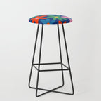 Daisy Time Colorful Retro Floral Pattern on Blue Stool Gallery Image 1
