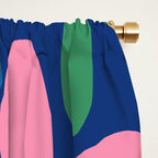 Daisy Time Colorful Retro Floral Pattern on Blue Window Curtain Gallery Image 2