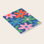 Daisy Time Colorful Retro Floral Pattern on Blue Notebook Gallery Image 2
