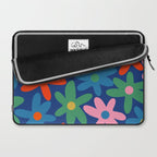 Daisy Time Colorful Retro Floral Pattern on Blue Laptop Sleeve Gallery Image 2