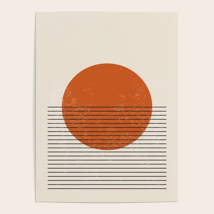 Red Sunset Circle Stripes Mid Century Modern Minimalist Rothko Inspired Colourfield Stripes Poster Gallery Image 4