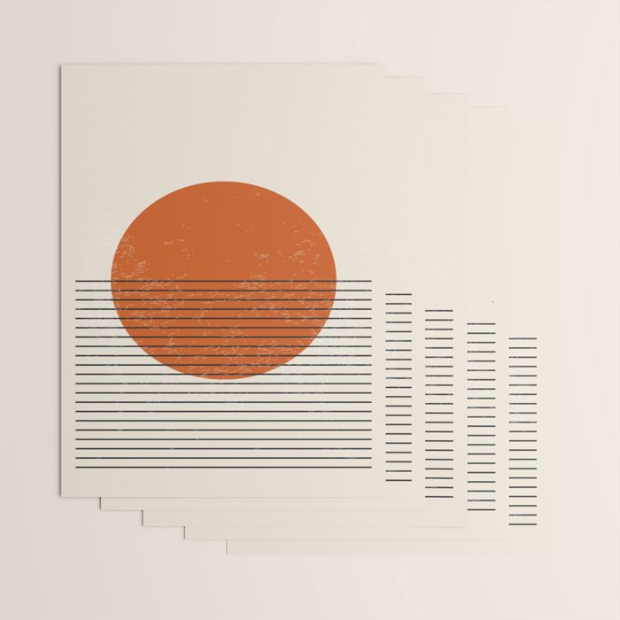 Red Sunset Circle Stripes Mid Century Modern Minimalist Rothko Inspired Colourfield Stripes Wrapping Paper Gallery Image 3