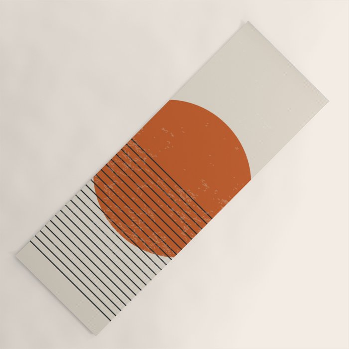 Red Sunset Circle Stripes Mid Century Modern Minimalist Rothko Inspired Colourfield Stripes Yoga Mat Gallery Image 1