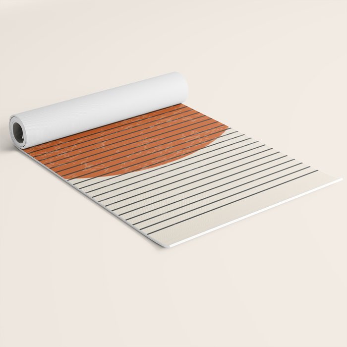 Red Sunset Circle Stripes Mid Century Modern Minimalist Rothko Inspired Colourfield Stripes Yoga Mat Gallery Image 2