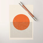 Red Sunset Circle Stripes Mid Century Modern Minimalist Rothko Inspired Colourfield Stripes Wrapping Paper Gallery Image 1