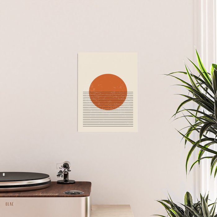 Red Sunset Circle Stripes Mid Century Modern Minimalist Rothko Inspired Colourfield Stripes Poster Gallery Image 2
