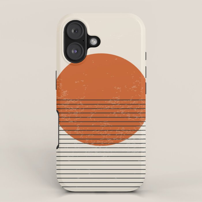 Red Sunset Circle Stripes Mid Century Modern Minimalist Rothko Inspired Colourfield Stripes iPhone Case Gallery Image 1