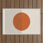 Red Sunset Circle Stripes Mid Century Modern Minimalist Rothko Inspired Colourfield Stripes Outdoor Rug Gallery Image 1