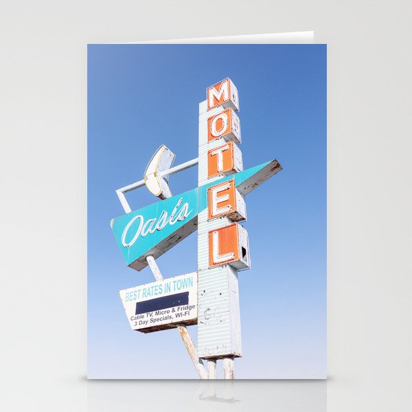 Route 66 Retro Motel Sign x Midcentury Modern Decor x Tulsa Oklahoma Photography Stationery Card Gallery Image 2
