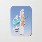 Route 66 Retro Motel Sign x Midcentury Modern Decor x Tulsa Oklahoma Photography Bath Mat Gallery Image 1
