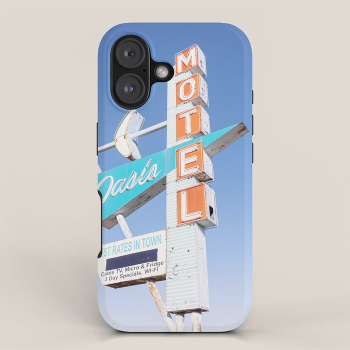 Route 66 Retro Motel Sign x Midcentury Modern Decor x Tulsa Oklahoma Photography iPhone Case Gallery Image 1