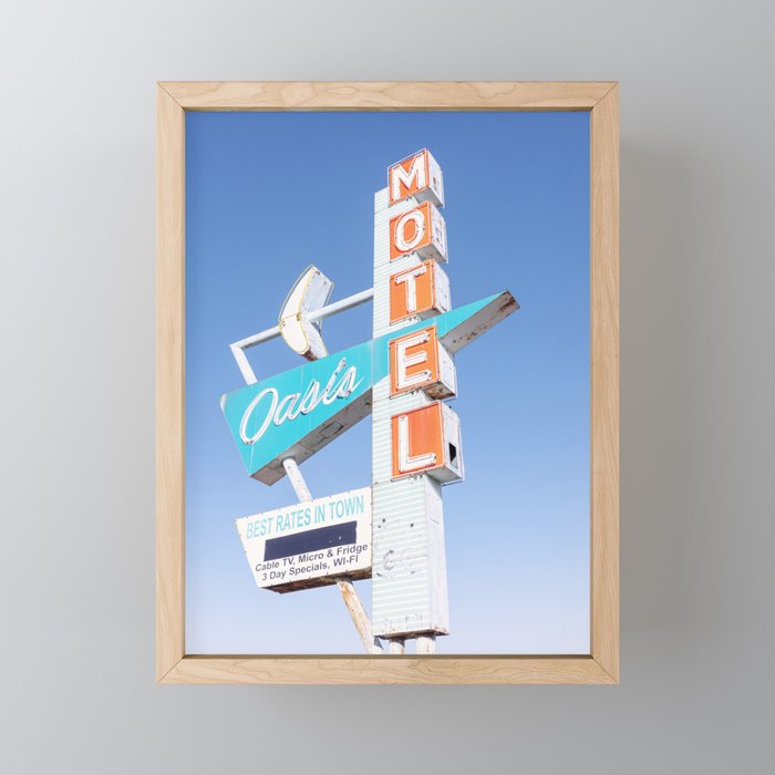 Route 66 Retro Motel Sign x Midcentury Modern Decor x Tulsa Oklahoma Photography Mini Art Print Gallery Image 1