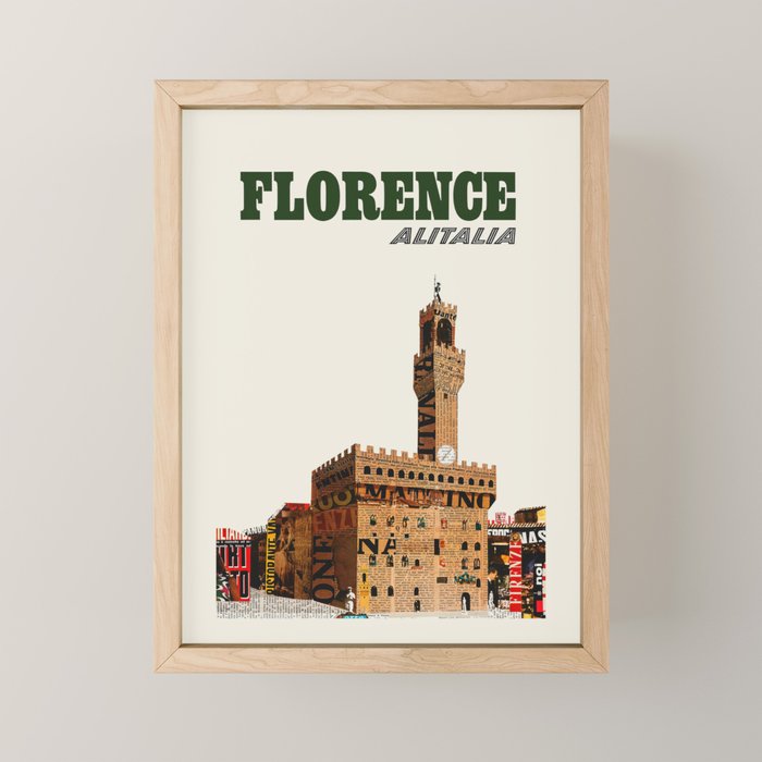 Florence Vintage Travel Poster, 1960s Mini Art Print Gallery Image 1
