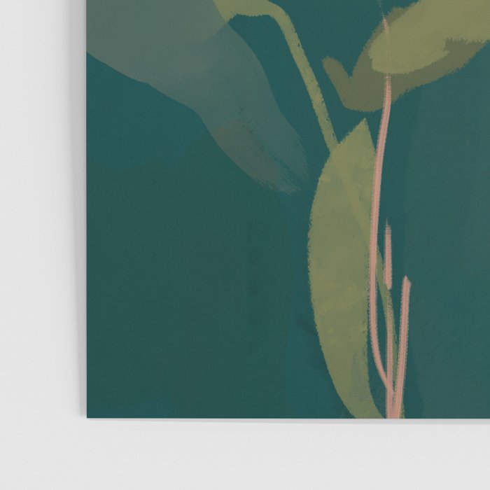 Pink Pastel Flowers On Green Canvas. Poster Gallery Image 3