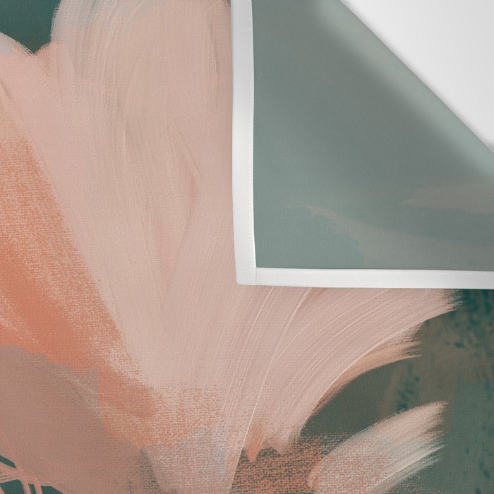 Pink Pastel Flowers On Green Canvas. Wall Tapestry Gallery Image 3