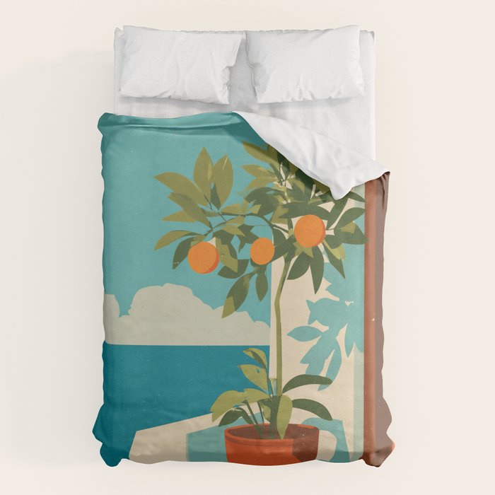 Mediterranean Balcony Orange Tree Duvet Cover Gallery Image 6