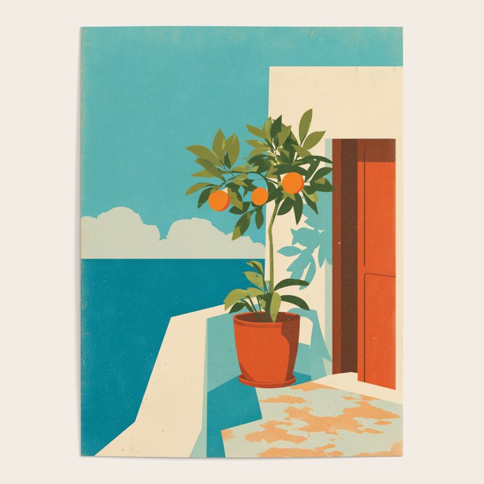 Mediterranean Balcony Orange Tree Poster Gallery Image 4