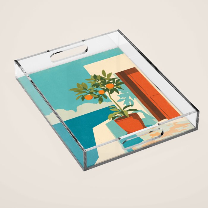 Mediterranean Balcony Orange Tree Acrylic Tray Gallery Image 1