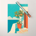 Mediterranean Balcony Orange Tree Wrapping Paper Gallery Image 1