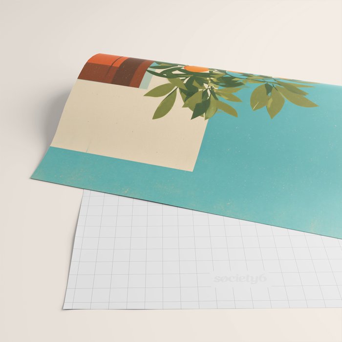 Mediterranean Balcony Orange Tree Wrapping Paper Gallery Image 2