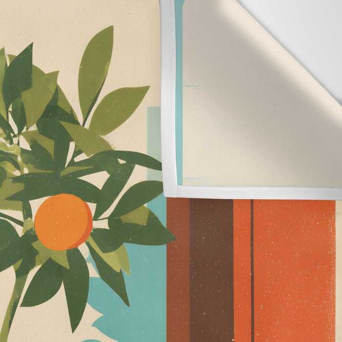 Mediterranean Balcony Orange Tree Wall Tapestry Gallery Image 3