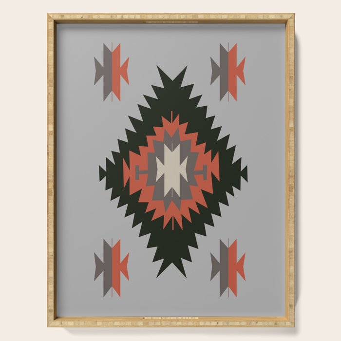 New Mexico Southwest Santa Fe Tribal Indian Pattern Serving Tray Gallery Image 1