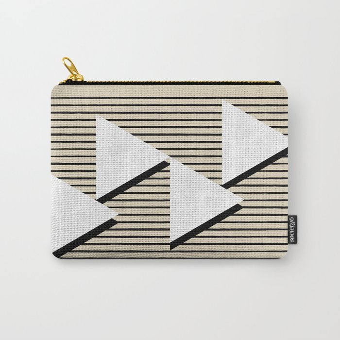 Triangle black and white Stripes Carry All Pouch Gallery Image 1