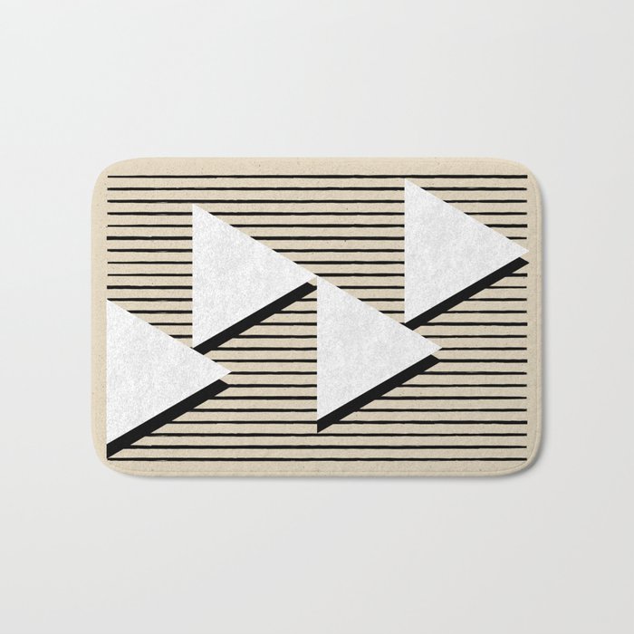 Triangle black and white Stripes Bath Mat Gallery Image 1