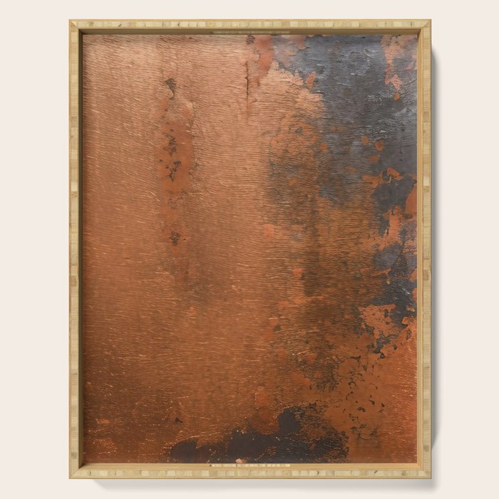 Japandi Art Copper and Black Rust Serving Tray Gallery Image 1