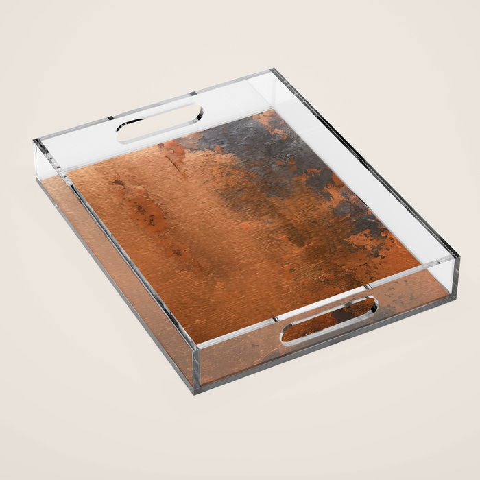 Japandi Art Copper and Black Rust Acrylic Tray Gallery Image 1
