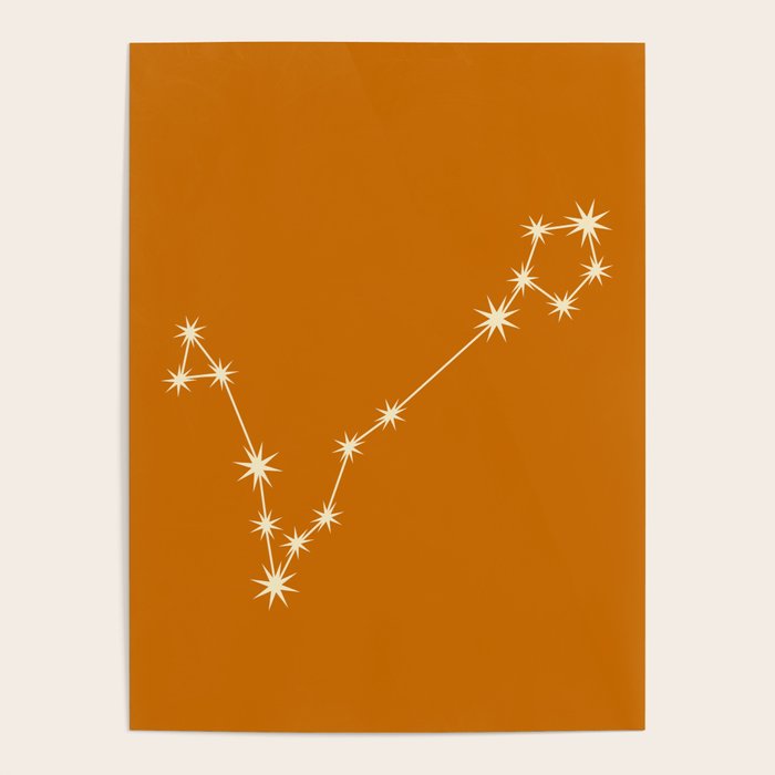 Pisces Zodiac Star Constellation Line Art Orange Poster Gallery Image 4