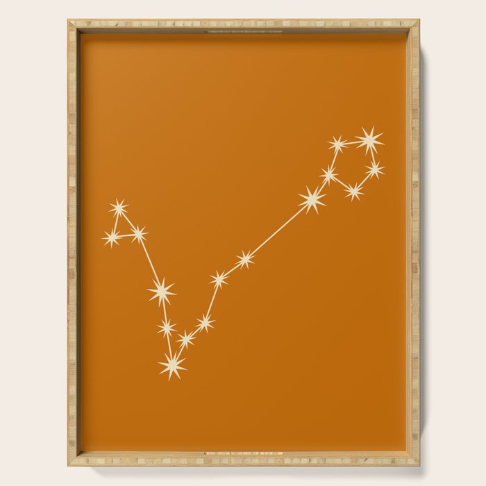 Pisces Zodiac Star Constellation Line Art Orange Serving Tray Gallery Image 1