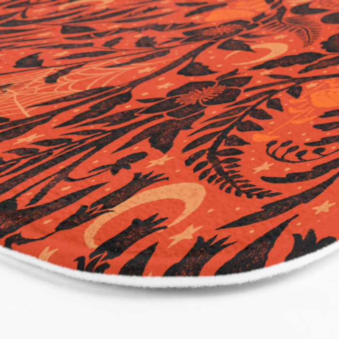 Mysterious Garden - black and orange Bath Mat Gallery Image 3